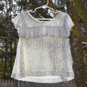 Flowy Silver Sequins Top Blouse Justice Brand Girls Size 7